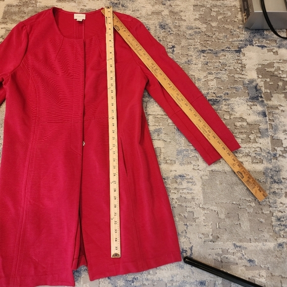 Chico's Stretch Knit Red Jacket. Size 3 (XL). Pockets. Hidden Snap buttons. - Picture 15 of 16